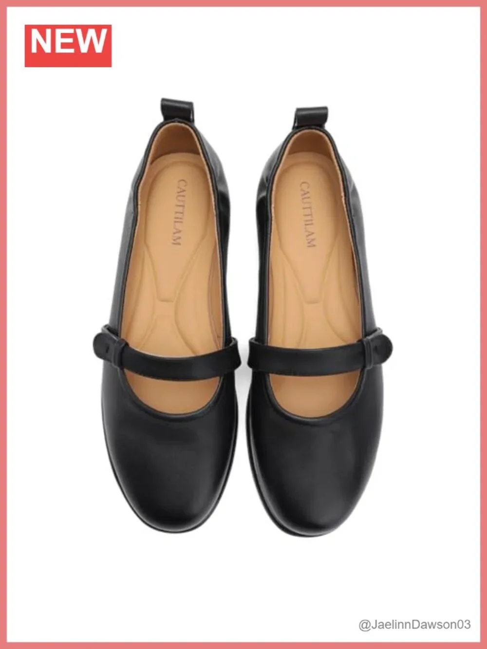 Women's Genuine Leather Mary Jane Flats Round Toe Ballet Shoes with Strap